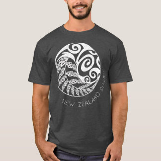 Nya Zeeland Rugby Maori Inspired Kiwi Silver Fer T Shirt