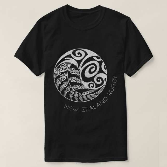 Nya Zeeland Rugby T Shirt, Maori Inspired Kiwi & S T Shirt (Design framsida)