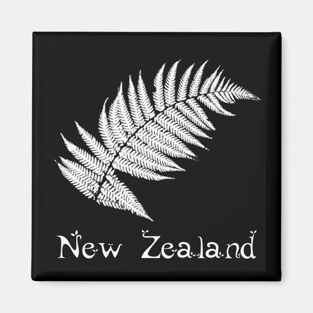 Nya Zeeland Silver Fern Fyrkantig Magnet (Framsidan)