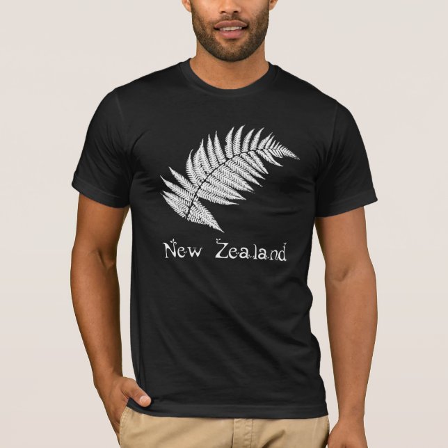Nya Zeeland Silver Fern Svart Herr T-Shirt (Framsida)