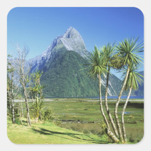 Nya Zeeland, Sydön, Mitre Peak, Fyrkantigt Klistermärke
