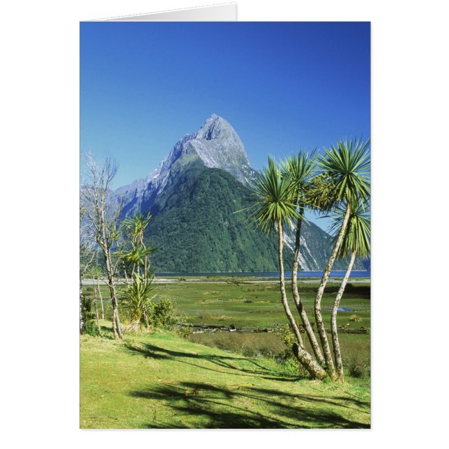 Nya Zeeland, Sydön,  Mitre Peak, Hälsningskort (Framsidan)