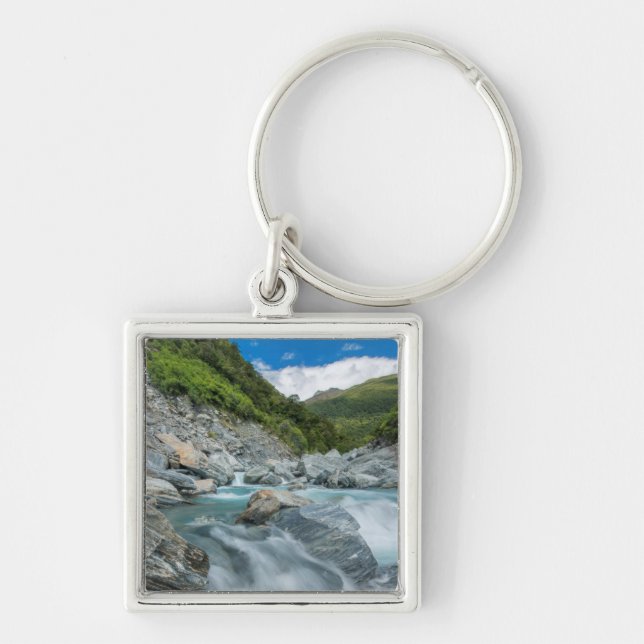 Nya Zeeland, Sydön, Mt. Aspiring National Fyrkantig Silverfärgad Nyckelring (Framsidan)