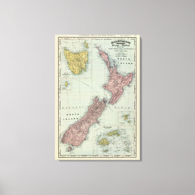 Nya Zeeland, Tasmania, Fiji Canvastryck (Framsida)