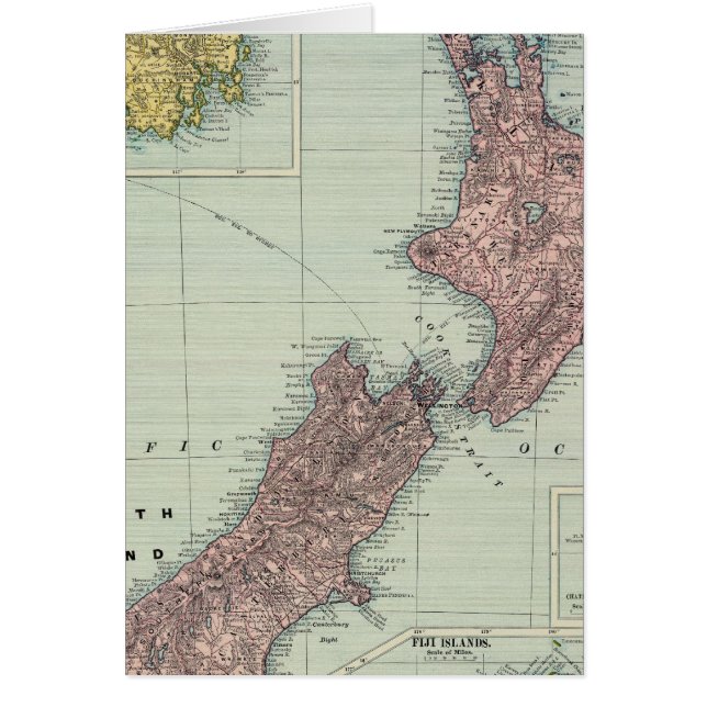 Nya Zeeland, Tasmania, Fiji Hälsningskort (Framsidan)