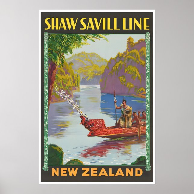 Nya Zeeland Tryck Vintage Konst Resa Poster Retro (Framsidan)
