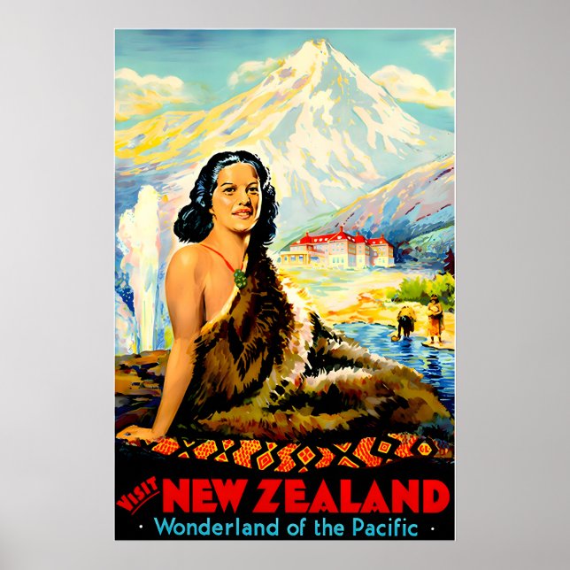 Nya Zeeland Tryckt Resa Poster Maori Ar (Framsidan)