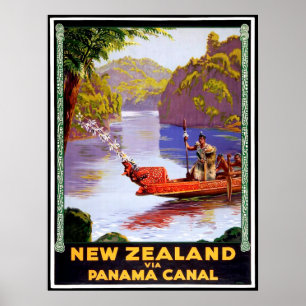 Nya Zeeland via Panama-kanalen, människor på båt Poster