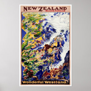 Nya Zeeland Vintage resor Poster
