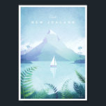 Nya Zeeland Vintage resor Poster<br><div class="desc">Nya Zeelands reseaffisch i vintage stil. Illustration av en fiord sjö i Nya Zeeland. Texten lyder Besök Nya Zeeland. Ursprungligt hand plockade och digitalt illustrerad av Henry Rivers för Travel Poster Co.</div>
