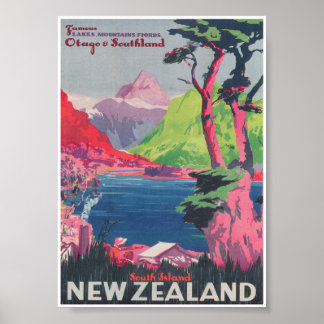 Nya Zeeland Vintage resor Poster
