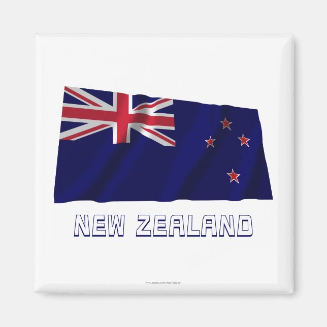Nya Zeeland Wave Flagga med Namn Magnet (Framsidan)