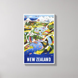 Nya Zeeland Wellington Vintage resor Poster Canvastryck