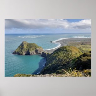 Nya Zeeland Whatipu-Sjölandskapet View Omanawanui Poster