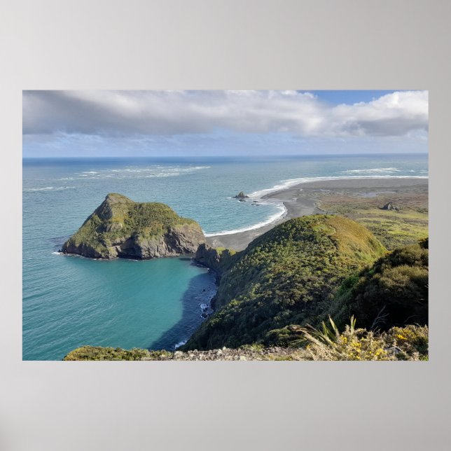Nya Zeeland Whatipu-Sjölandskapet View Omanawanui  Poster (Framsidan)