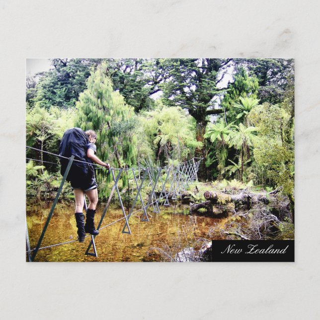 Nya Zeeland, Wilderness trekking, Wire Bridge Vykort (Framsida)