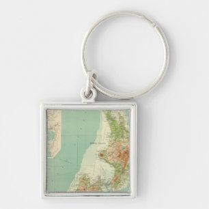 Nya Zeelands Atlas Karta Fyrkantig Silverfärgad Nyckelring