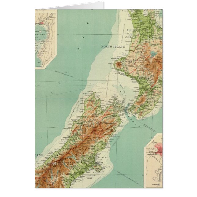 Nya Zeelands Atlas Karta Hälsningskort (Framsidan)