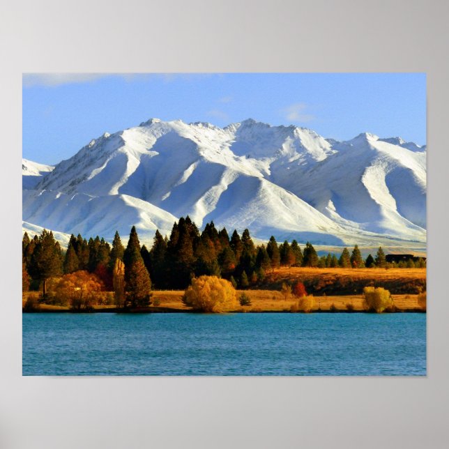 Nya Zeelands bergslandskap Poster (Framsidan)