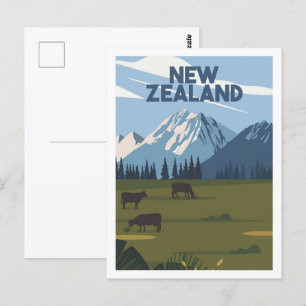 Nya Zeelands Berömd Travel Ställe Illustration Vykort