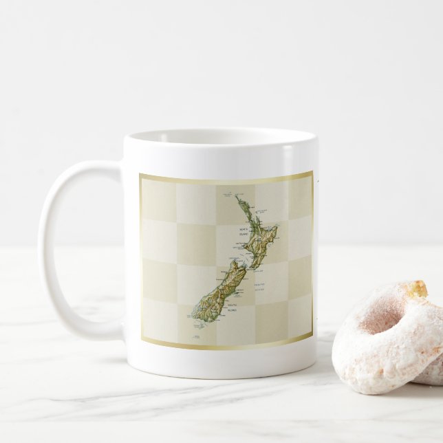 Nya Zeelands flagga + kartmugg Kaffemugg (Med munk)
