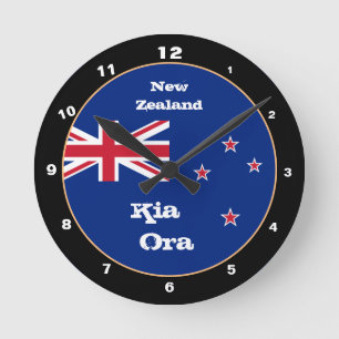 Nya Zeelands flagga, Kia Ora, trendigt Nya Zeeland Rund Klocka