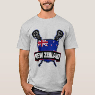 Nya Zeelands Flagga Lacrosse-Logotyp med utskrift T Shirt
