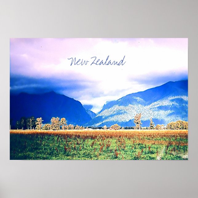 Nya Zeelands fotografi Fox Glacier Poster (Framsidan)