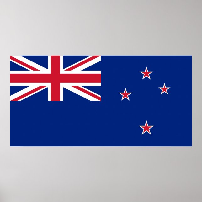 Nya Zeelands nationella Flagga, Kiwis, Oceanien Poster (Framsidan)