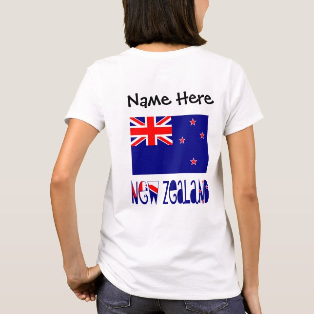 Nya Zeelands nya Zealander-Personlig Flagga T Shirt (Baksida)