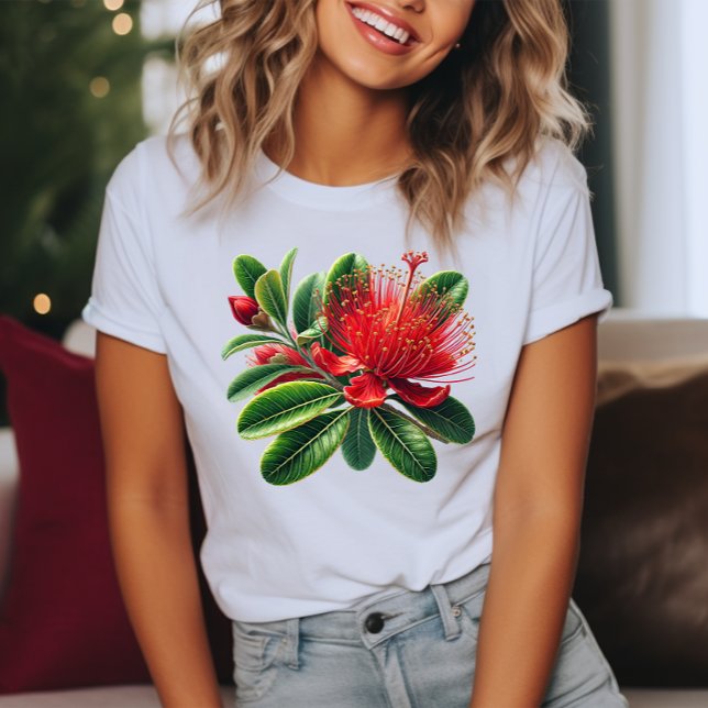 Nya Zeelands Pohutukawa Träd Blomma T Shirt (Skapare uppladdad)