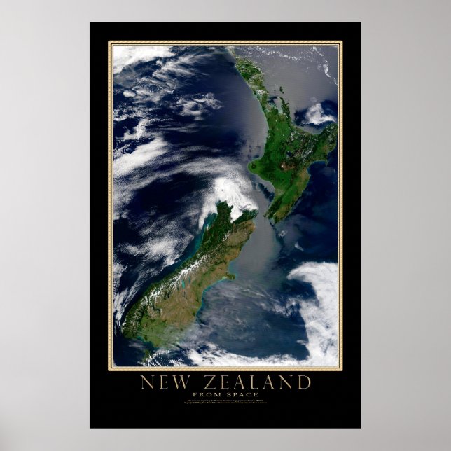Nya Zeelands satellit Poster Karta (Framsidan)