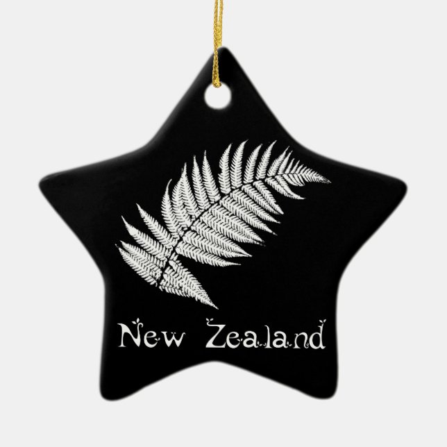Nya Zeelands Silver Fern-prydnad Julgransprydnad Keramik (Framsidan)