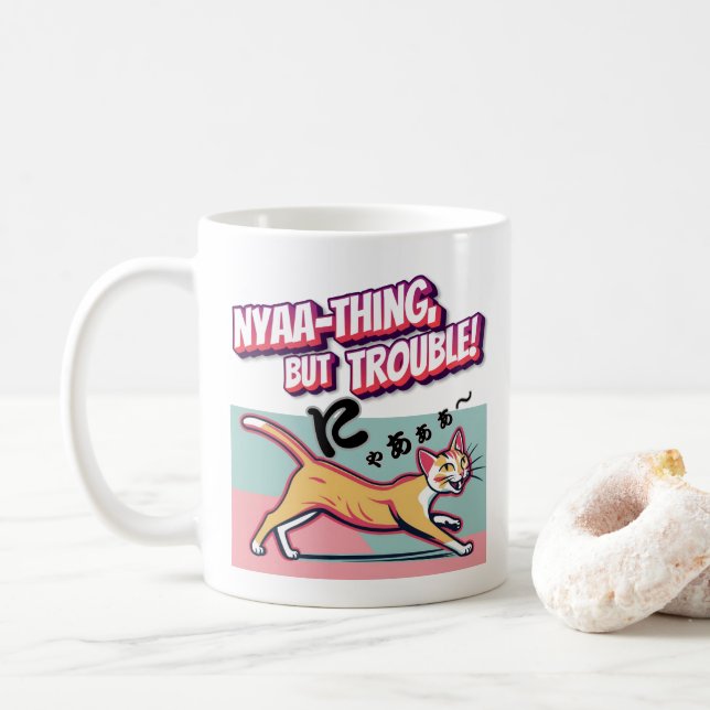 "Nyaaa-thing but Trouble" - Mischievous Calico Cat Kaffemugg (Med munk)