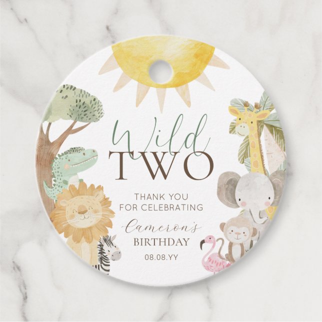 Nyala Safari Animals 2 Vilder andra födelsedagen Gåvor Etiketter (Framsida)