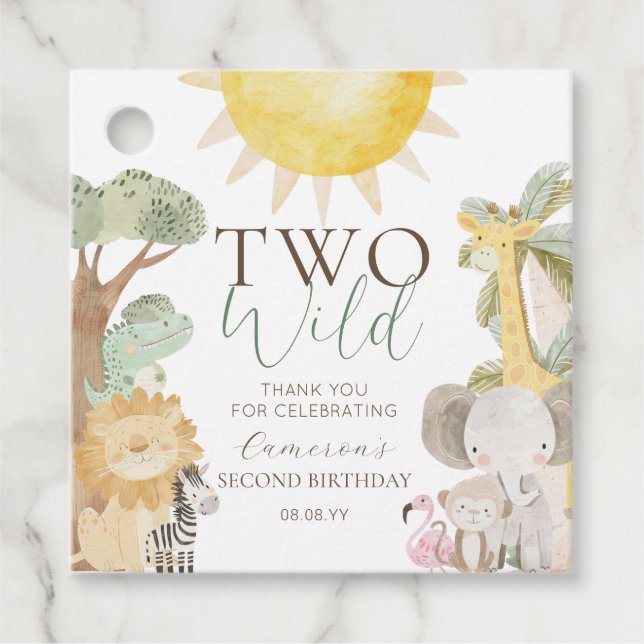 Nyala Safari Animals 2 Vilder andra födelsedagen Gåvor Etiketter (Framsida)