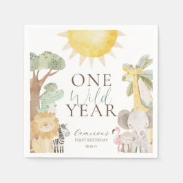 Nyala Safari Animals Ett Vild första födelsedagen Pappersservett