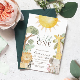 Nyala Safari Animals första födelsedag Inbjudningar