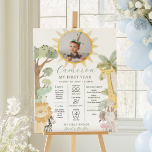 Nyala Safari Animals Milestone första födelsedag Poster