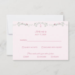 Nyans av rosa lövverk Monogram RSVP-svarskort OSA Kort