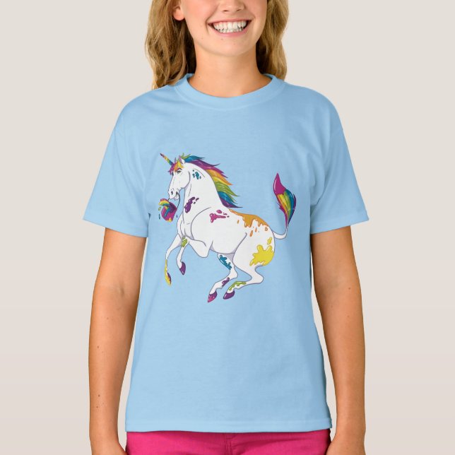 Nyans målningen Unicorn Kids Shirt T (Framsida)