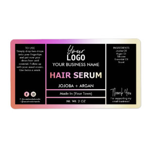 Nyans Orange HoloGraph Hair-serumetiketter för Ros Fraktsedel
