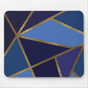 Nyanser av Blå & Guld Brons Geometrisk Chic Kontor Musmatta