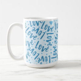 NYANSER AV BLÅ HANDRITAD VALENTINE KÄRLEK KAFFEMUGG
