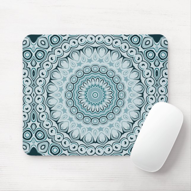 Nyanser av blå nautisk mandala-design musmatta (Med mus)