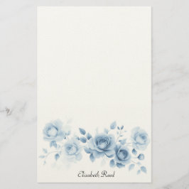 Nyanser av Blå Rosor Vintage Blommig Design Brevpapper