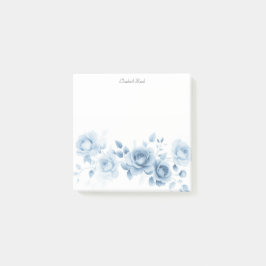Nyanser av Blå Rosor Vintage Blommig Design Post-it Block