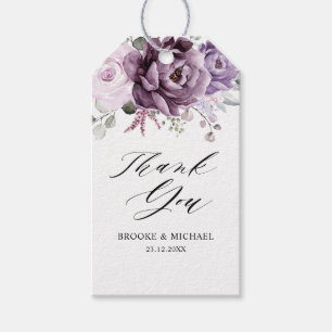 Nyanser av dammig lila blommar Moody blomsterbröll Presentetikett