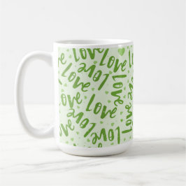 NYANSER AV GRÖN HANDRITAD VALENTINE KÄRLEK KAFFEMUGG