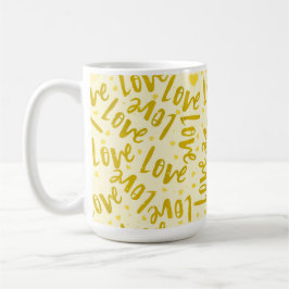 NYANSER AV GUL HANDRITAD VALENTINE KÄRLEK KAFFEMUGG